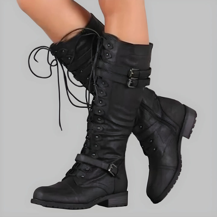 Women’s Knee High Chunky Boots with Lace Up