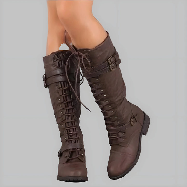 Women’s Knee High Chunky Boots with Lace Up