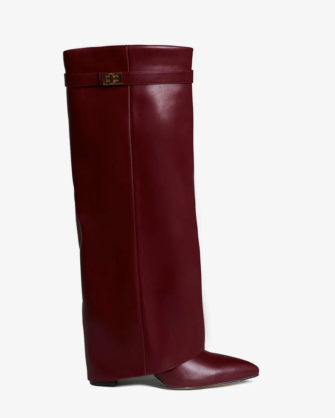 Women's Knee High Leather Boots with Wedge Heel