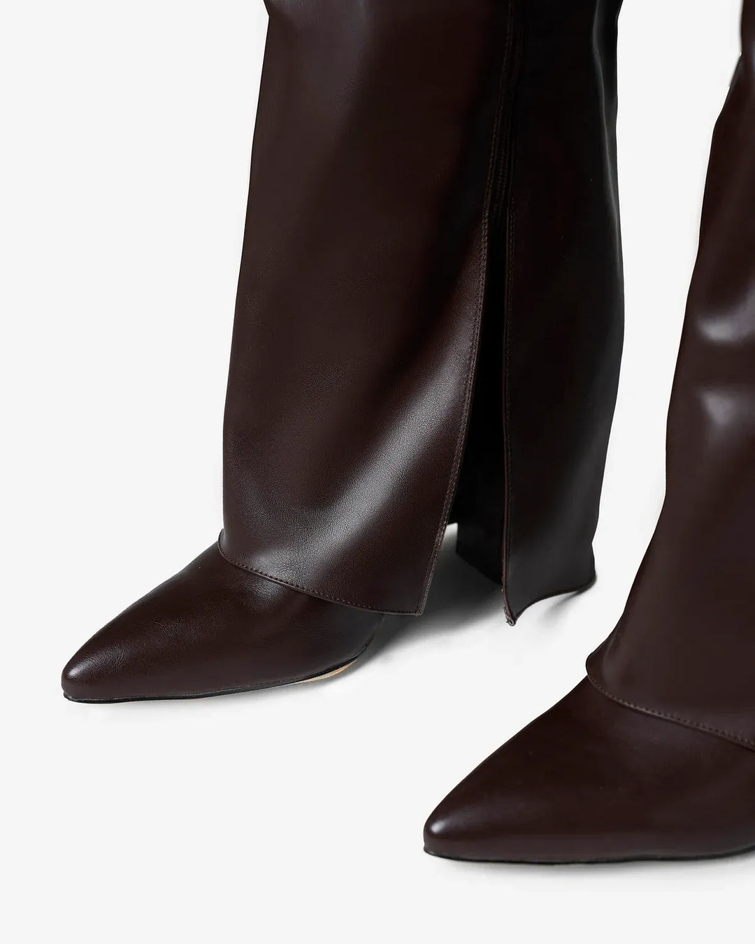 Women's Knee High Leather Boots with Wedge Heel