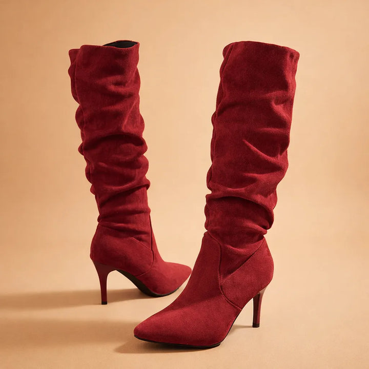 Women's Knee High Pointed Toe Boots with Slip Resistant