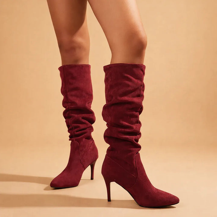 Women's Knee High Pointed Toe Boots with Slip Resistant