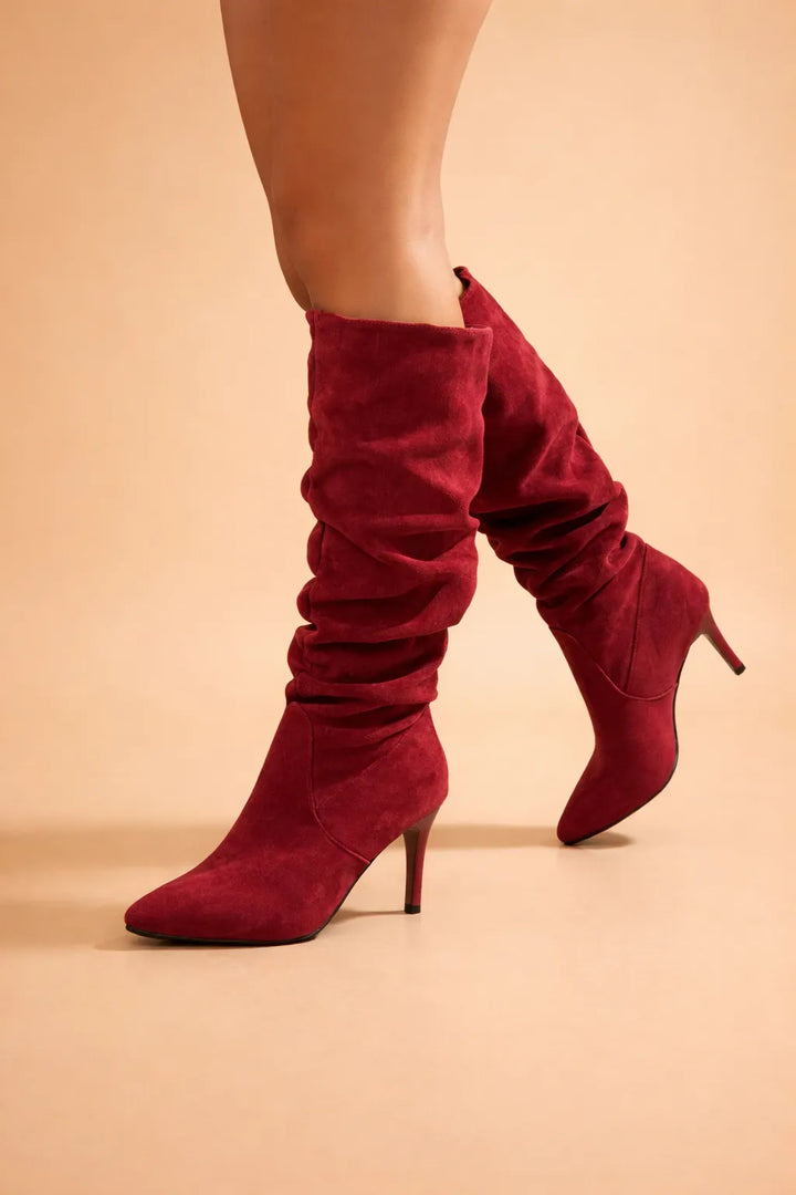 Women's Knee High Pointed Toe Boots with Slip Resistant