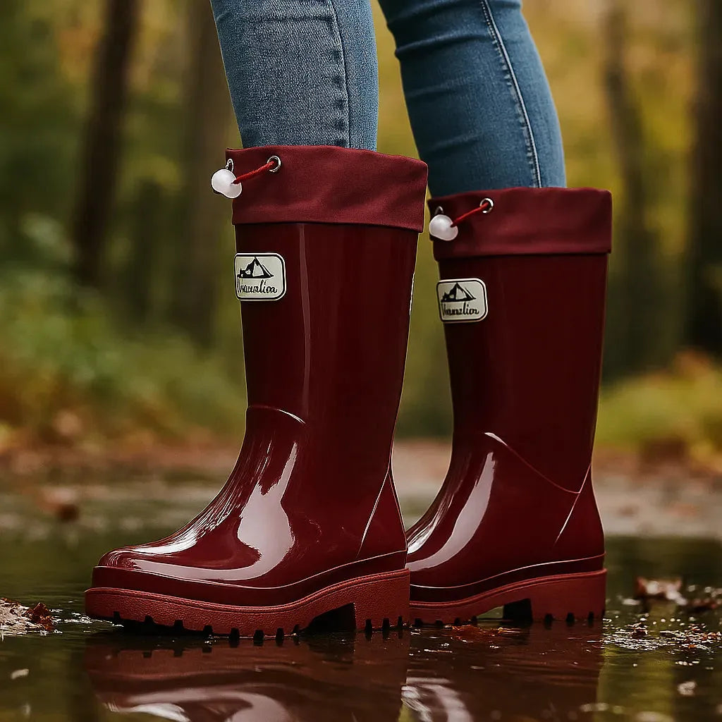 Women's Mid Calf Slip On Boots with Non Slip