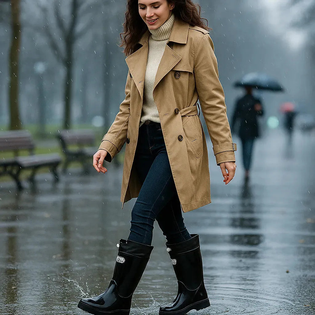 Women's Mid Calf Slip On Boots with Non Slip