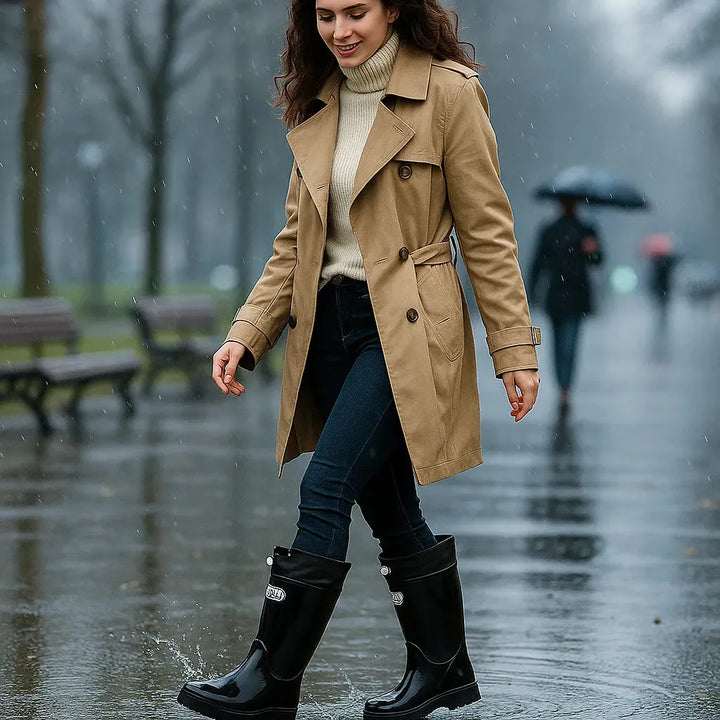 Women's Mid Calf Slip On Boots with Non Slip