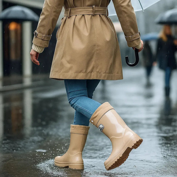 Women's Mid Calf Slip On Boots with Non Slip