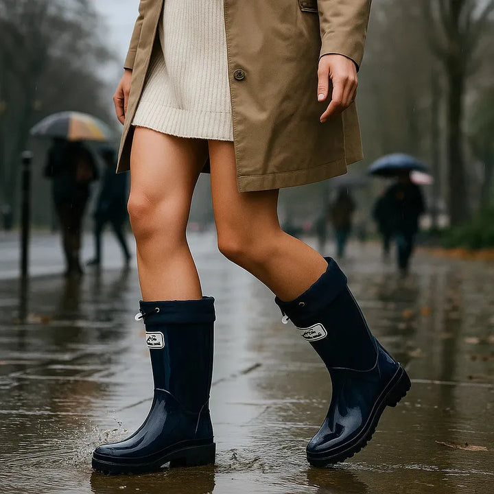 Women's Mid Calf Slip On Boots with Non Slip