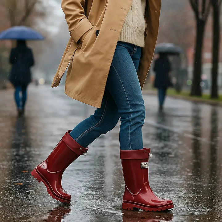 Women's Mid Calf Slip On Boots with Non Slip