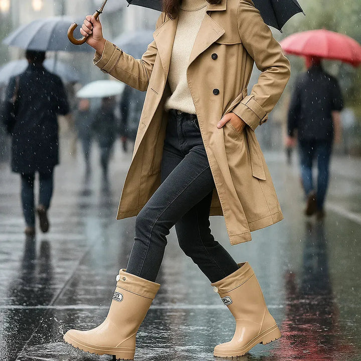 Women's Mid Calf Slip On Boots with Non Slip