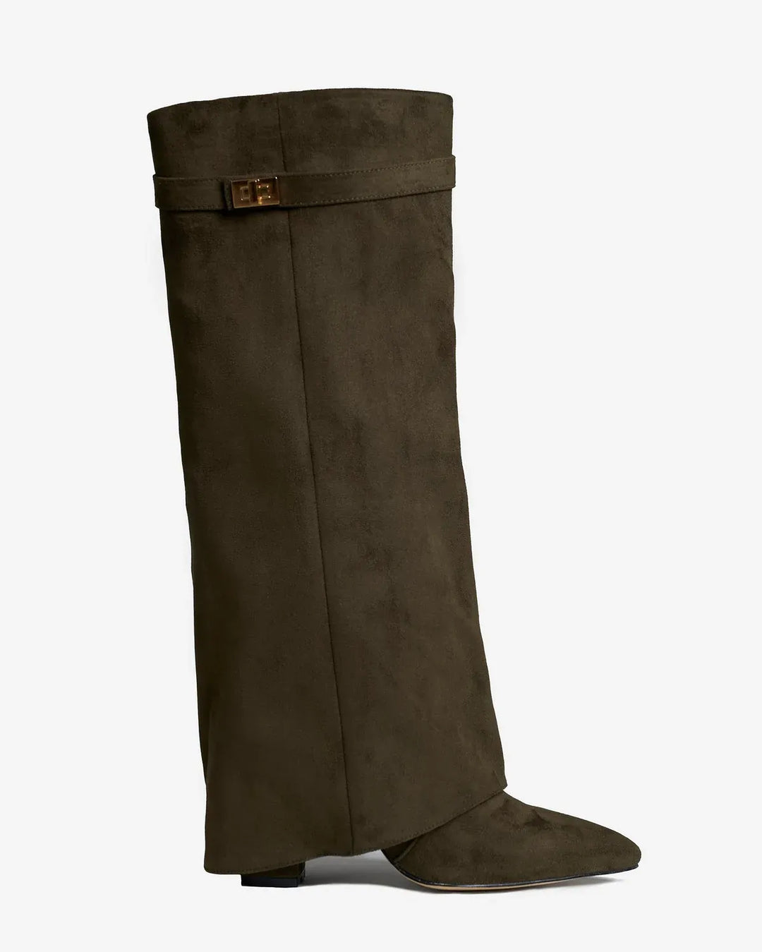 Women's Knee High Suede Boots with Wedge Heel