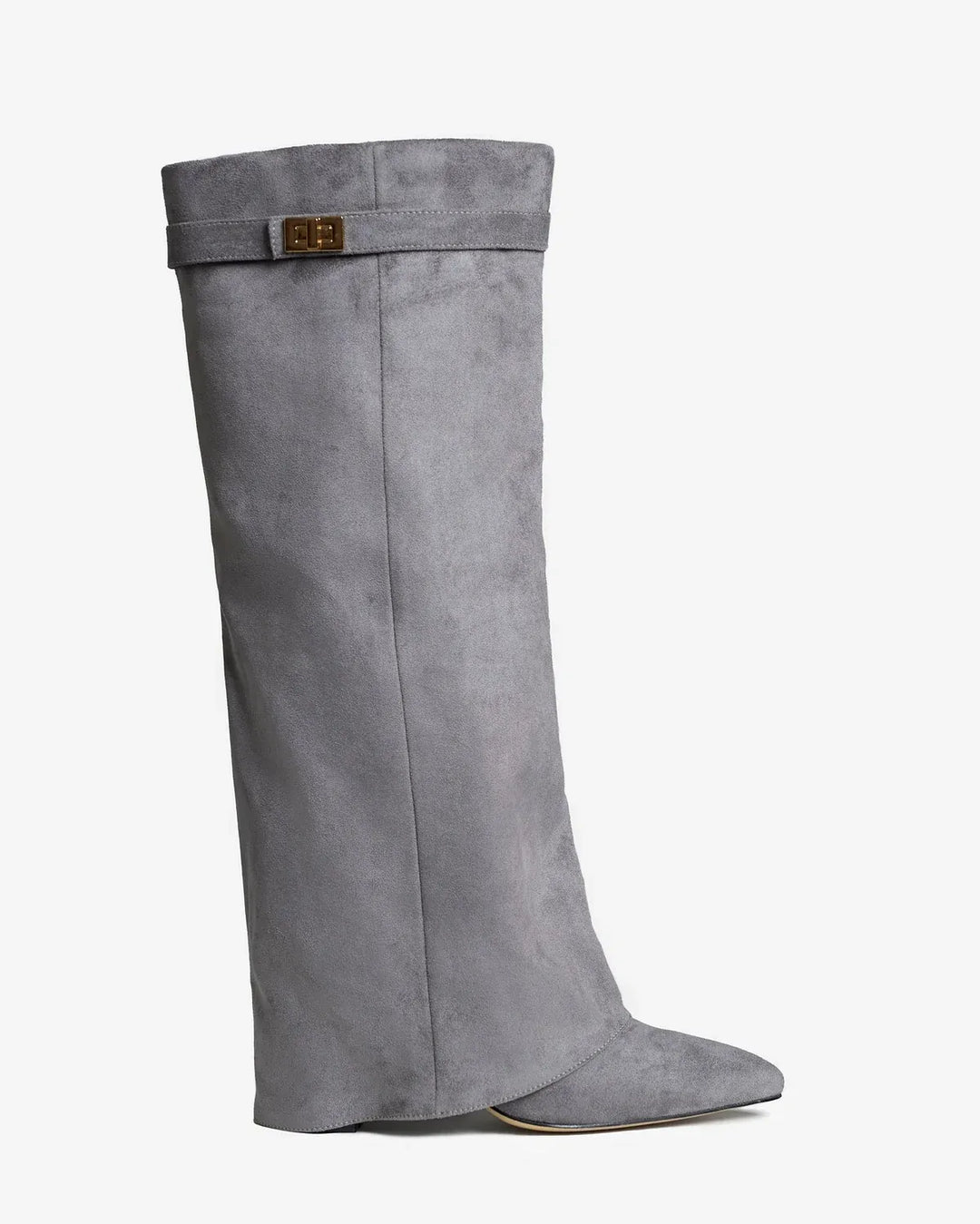 Women's Knee High Suede Boots with Wedge Heel