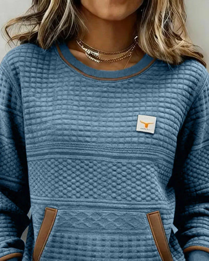 Women's Knit Oversized Sweater with Crew Neck