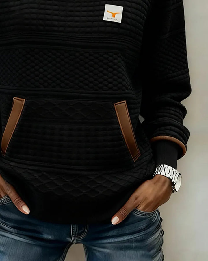 Women's Knit Oversized Sweater with Crew Neck