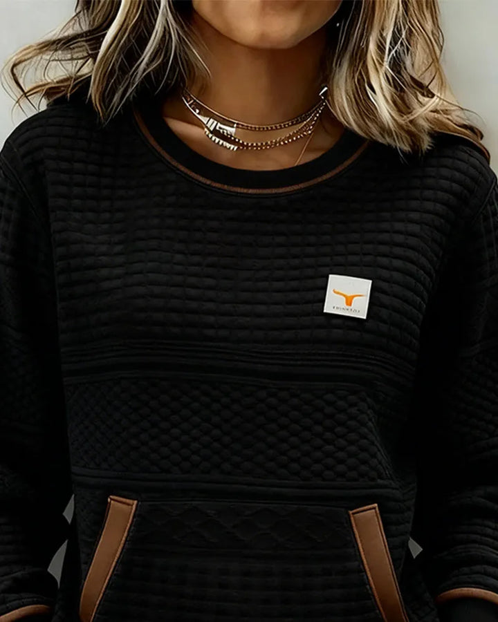 Women's Knit Oversized Sweater with Crew Neck