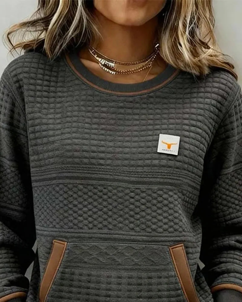 Women's Knit Oversized Sweater with Crew Neck
