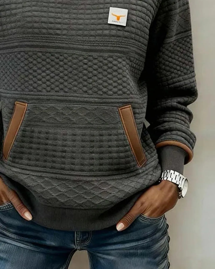 Women's Knit Oversized Sweater with Crew Neck