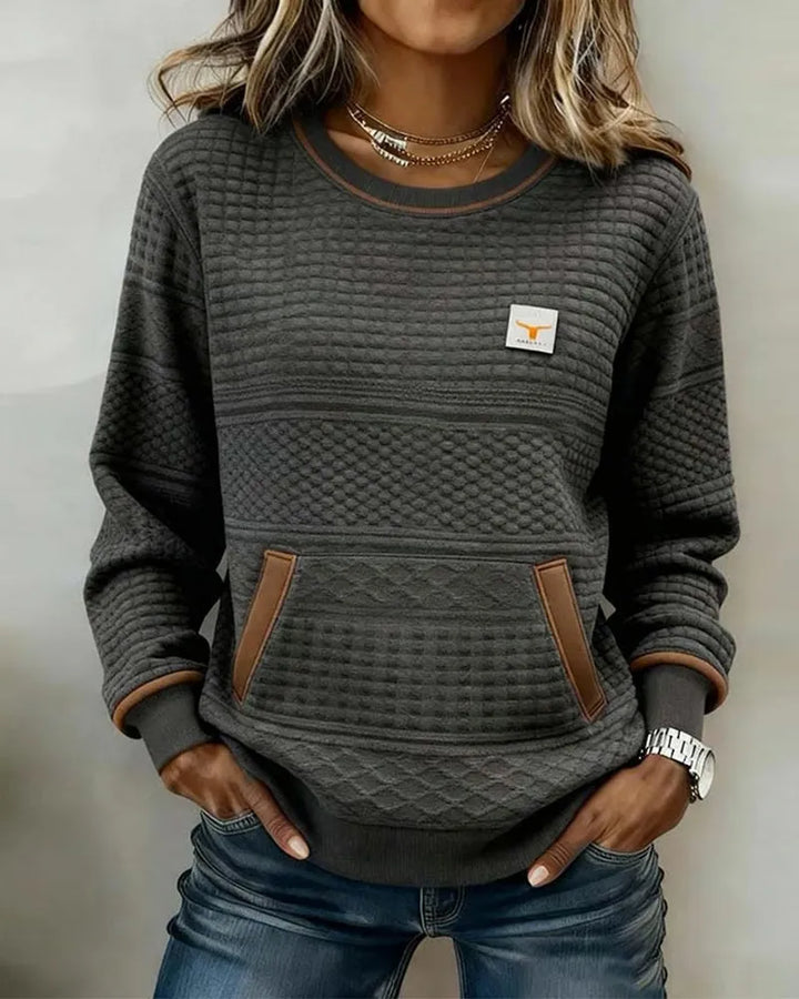 Women's Knit Oversized Sweater with Crew Neck