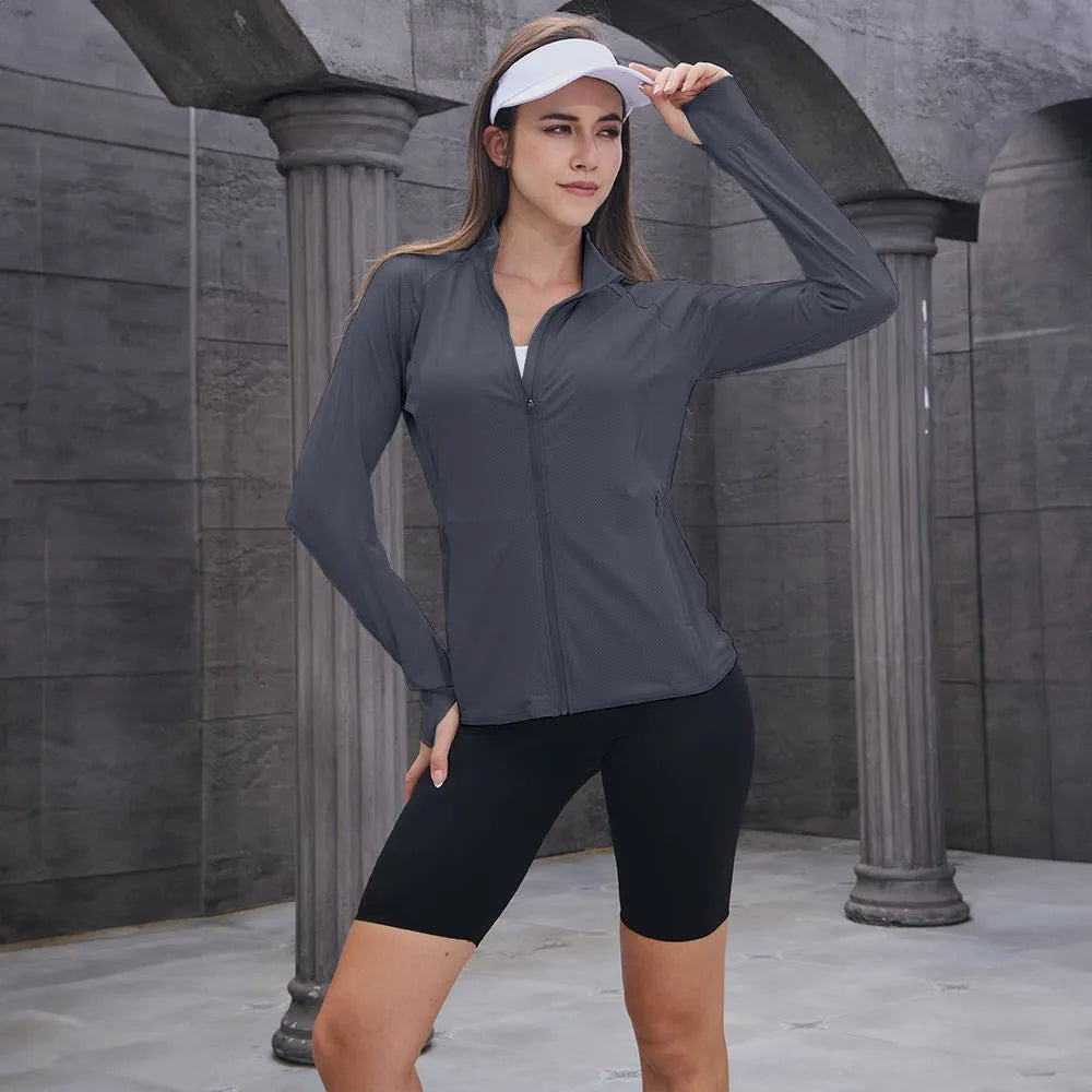 Women's Lightweight Zip-Up Jacket with With Collar