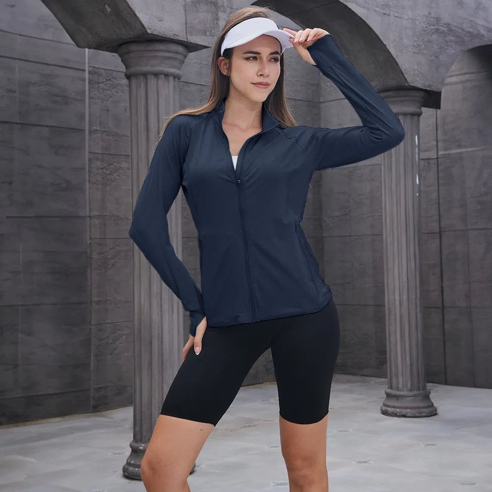 Women's Lightweight Zip-Up Jacket with With Collar
