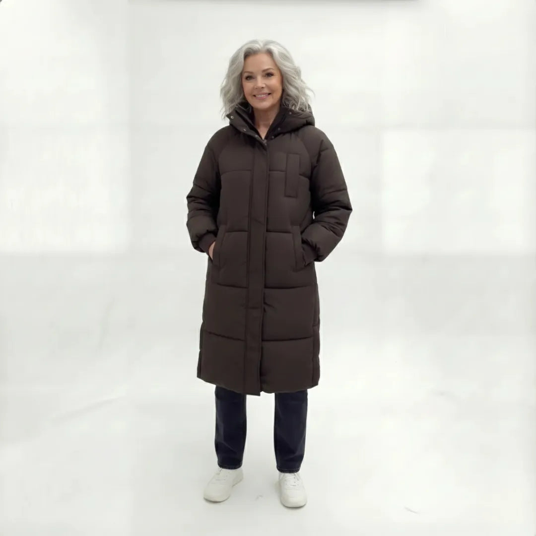 Women’s Long Padded Puffer Jacket with Hood