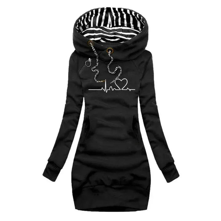 Women's Long Slim Fit Hoodie with Ribbed Cuffs
