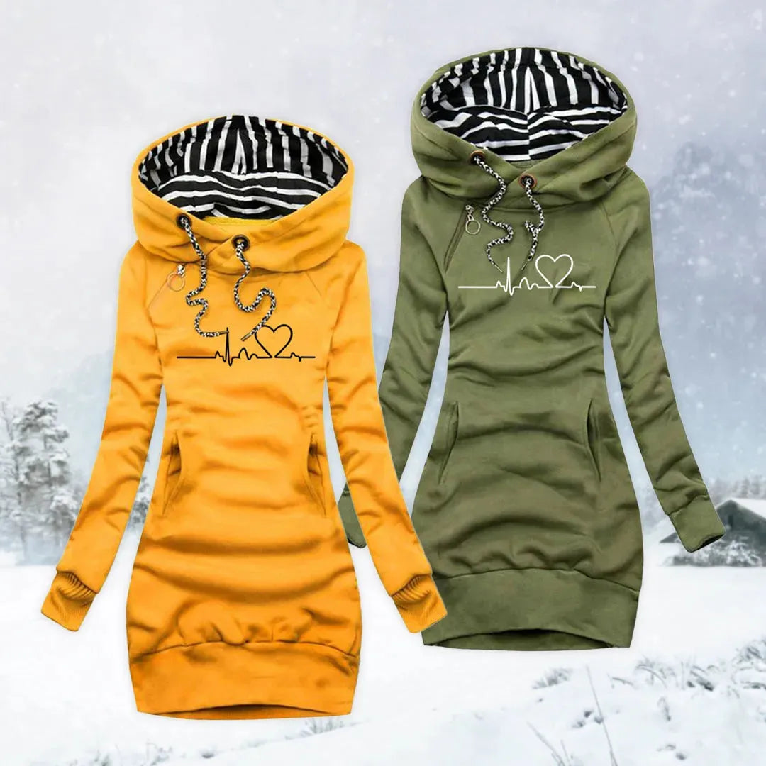 Women's Long Slim Fit Hoodie with Ribbed Cuffs