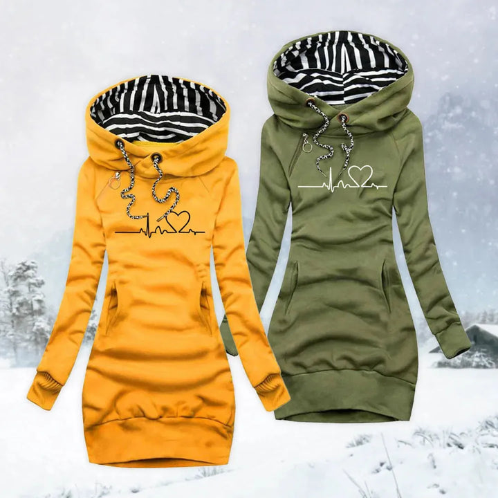 Women's Long Slim Fit Hoodie with Ribbed Cuffs