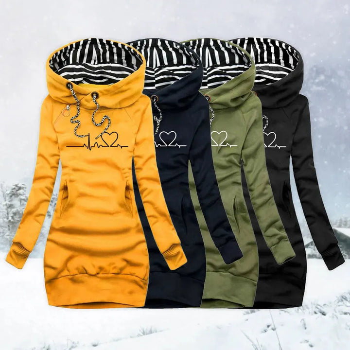 Women's Long Slim Fit Hoodie with Ribbed Cuffs