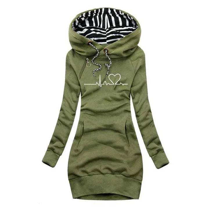 Women's Long Slim Fit Hoodie with Ribbed Cuffs