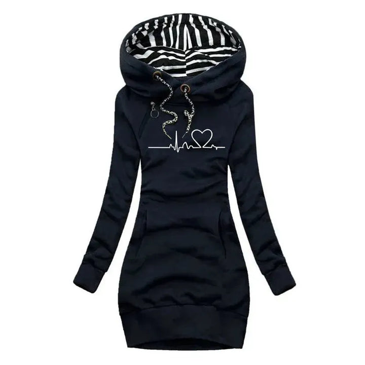 Women's Long Slim Fit Hoodie with Ribbed Cuffs