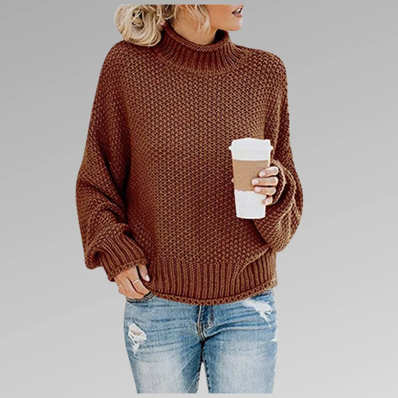 Women's Oversized Chunky Sweater with Turtleneck