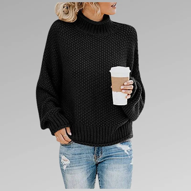 Women's Oversized Chunky Sweater with Turtleneck