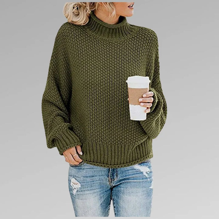 Women's Oversized Chunky Sweater with Turtleneck