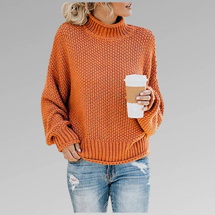 Women's Oversized Chunky Sweater with Turtleneck
