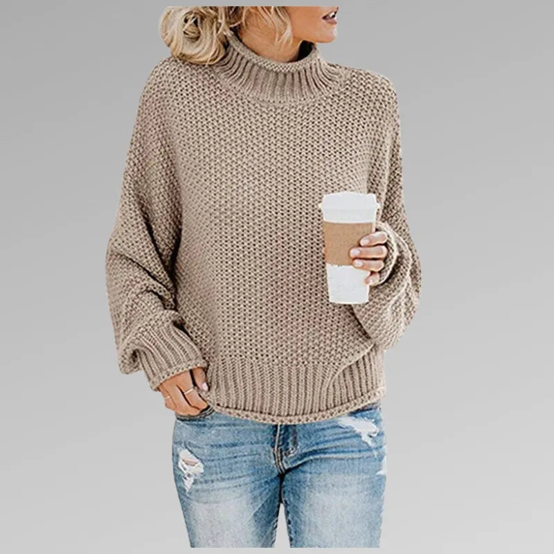 Women's Oversized Chunky Sweater with Turtleneck