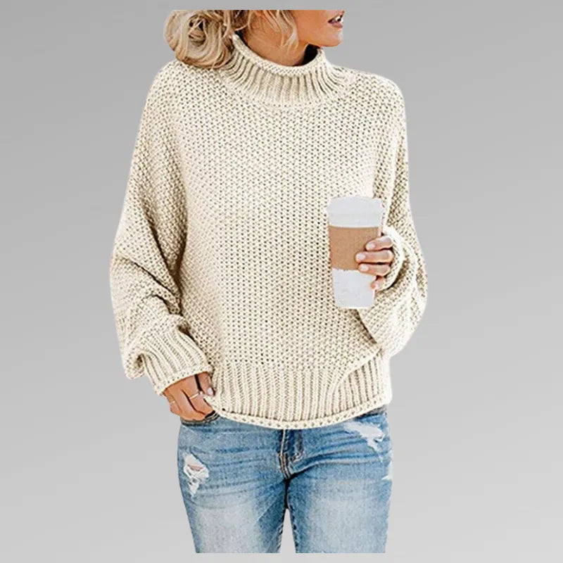 Women's Oversized Chunky Sweater with Turtleneck