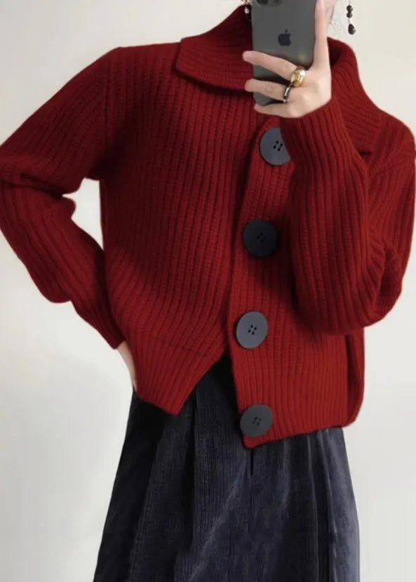 Women's Oversized Cropped Cardigans with Button Down