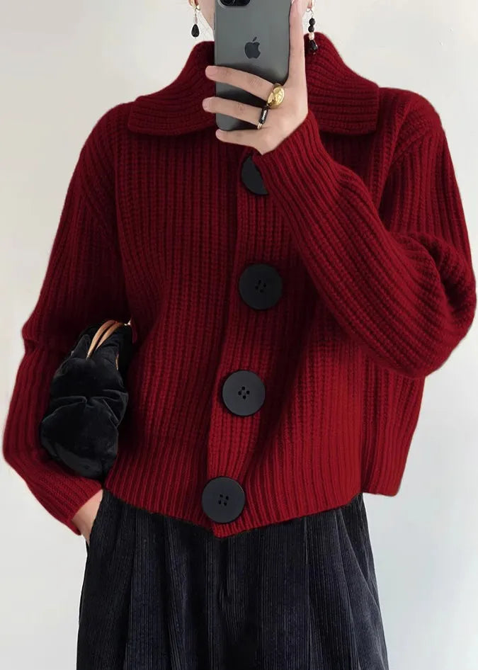 Women's Oversized Cropped Cardigans with Button Down