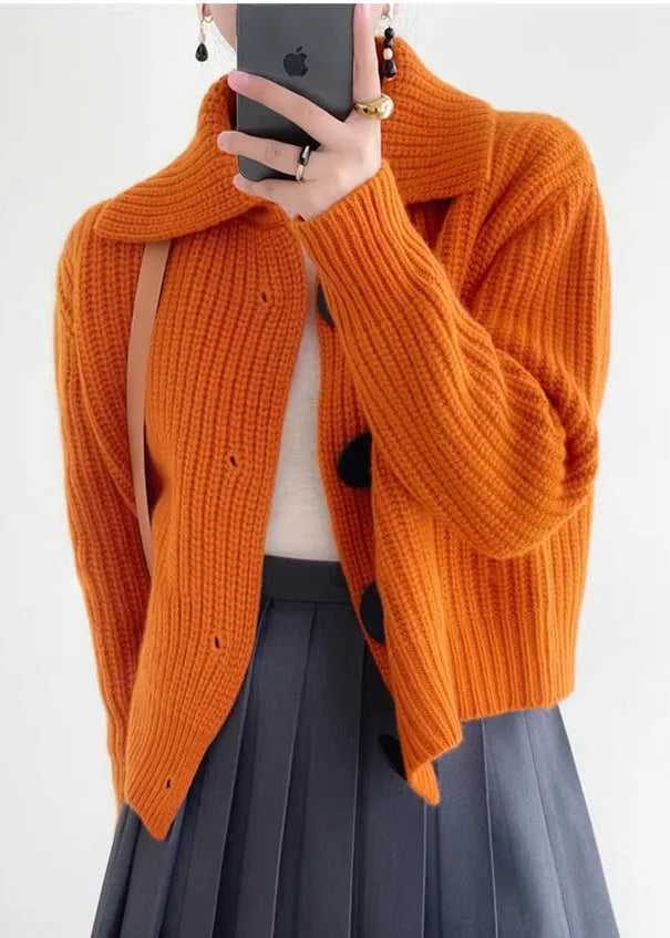 Women's Oversized Cropped Cardigans with Button Down