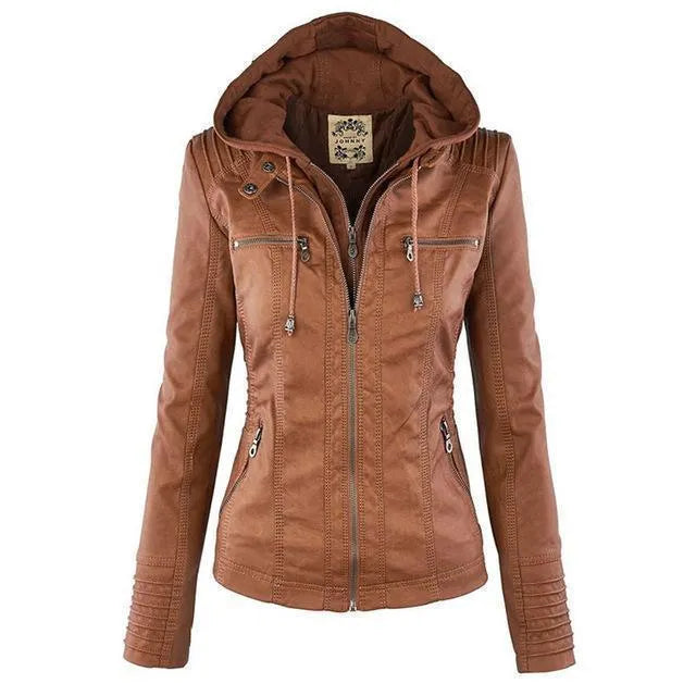 Women's Lightweight Leather Jacket with Pockets