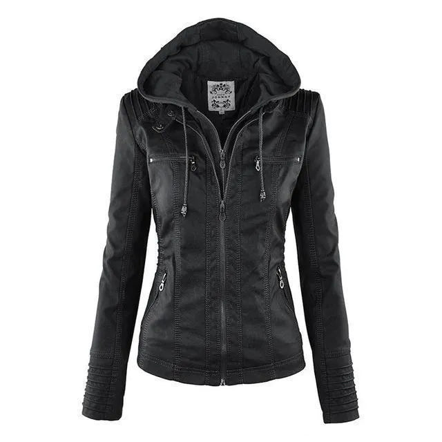 Women's Lightweight Leather Jacket with Pockets