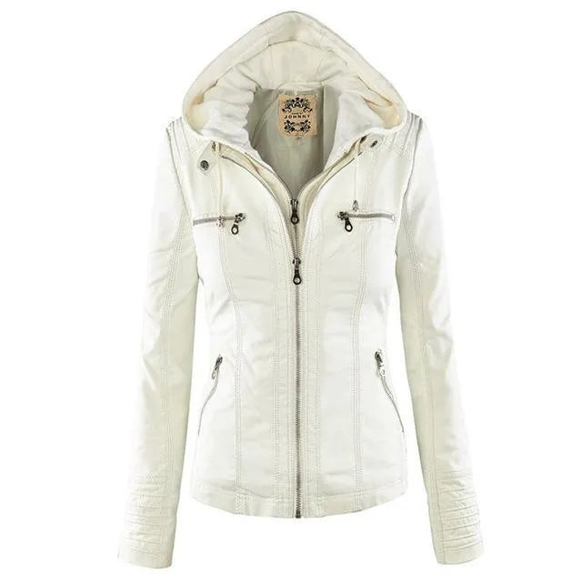 Women's Lightweight Leather Jacket with Pockets