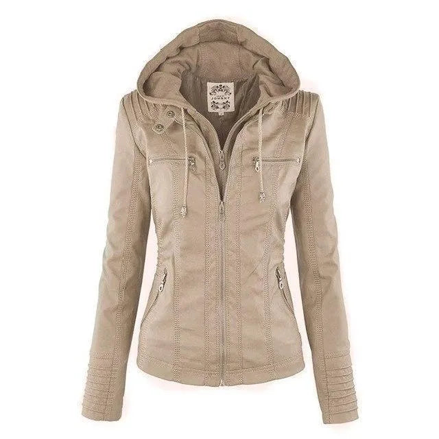 Women's Lightweight Leather Jacket with Pockets