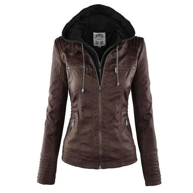 Women's Lightweight Leather Jacket with Pockets