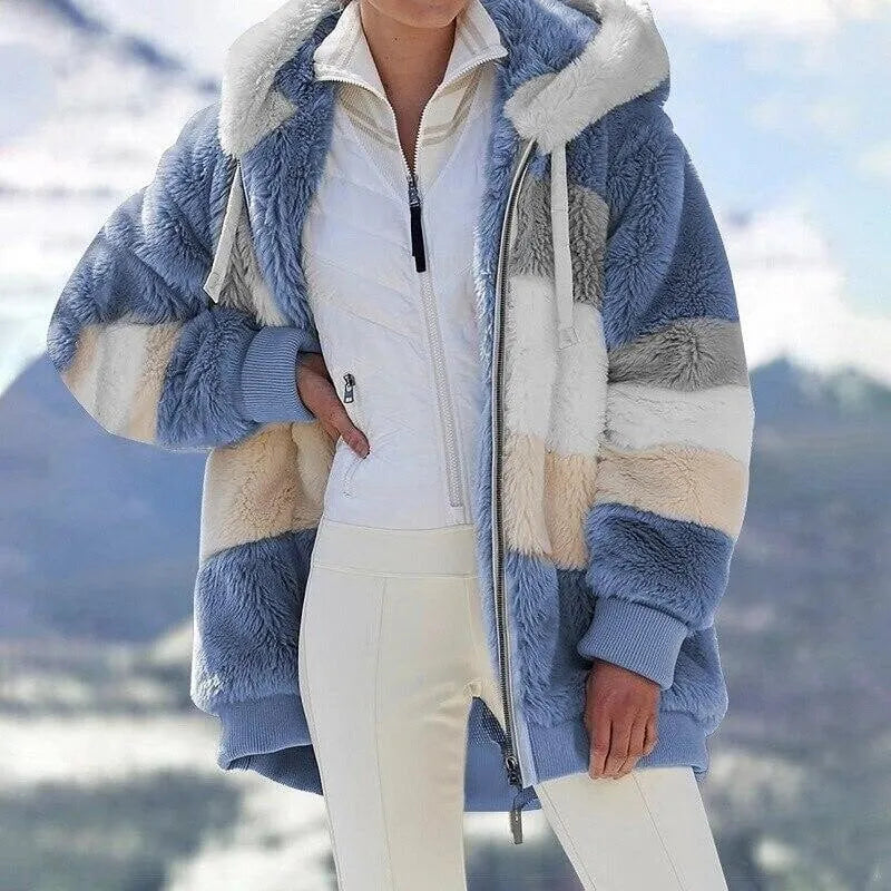 Women's Oversized Hooded Jacket with Side Pockets