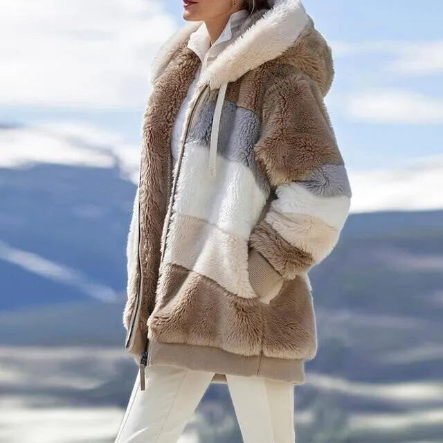 Women's Oversized Hooded Jacket with Side Pockets