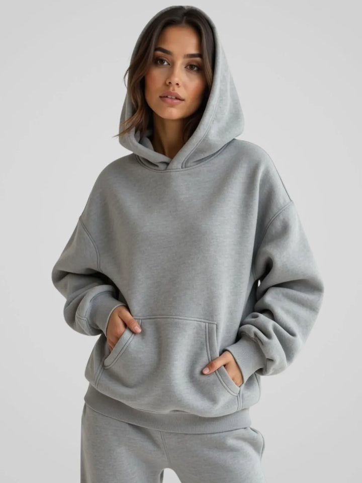 Women's Oversized Mock Neck Hoodie with Pocket