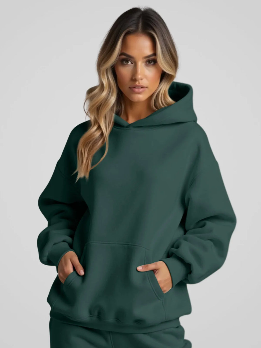 Women's Oversized Mock Neck Hoodie with Pocket