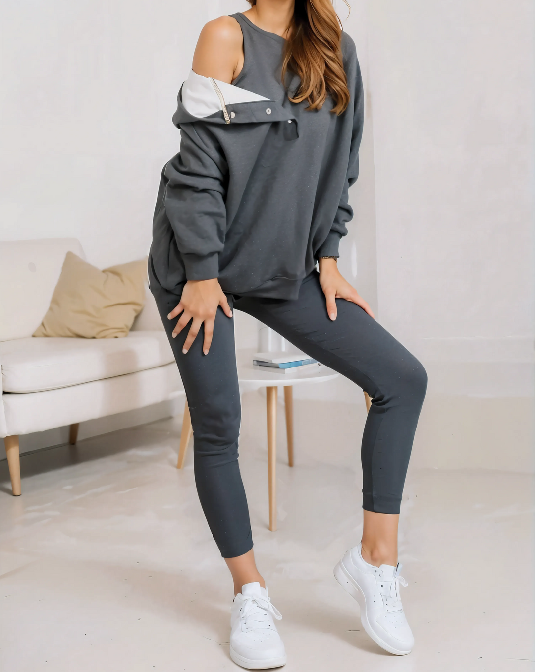 Women's Oversized Hoodie with Vest and Pants Set